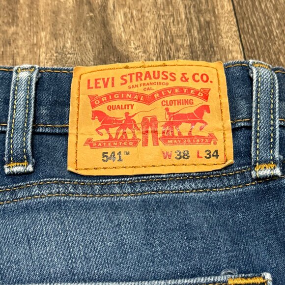 Levi's 541 Jeans Men's 36x34 Dark Wash Athletic Fit Stretch Denim Faded - Picture 5 of 11